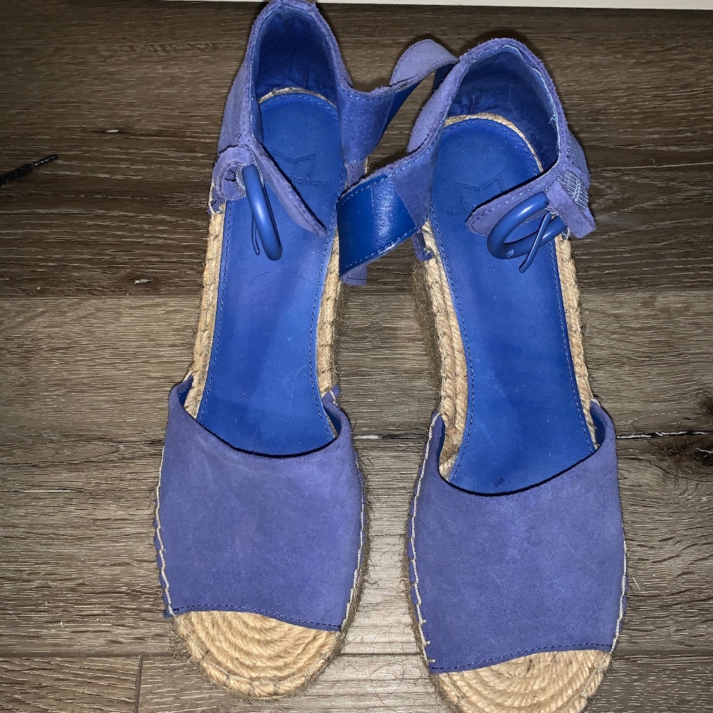 Marc Fisher Purple Suede Espadrille Wedge Sandals
